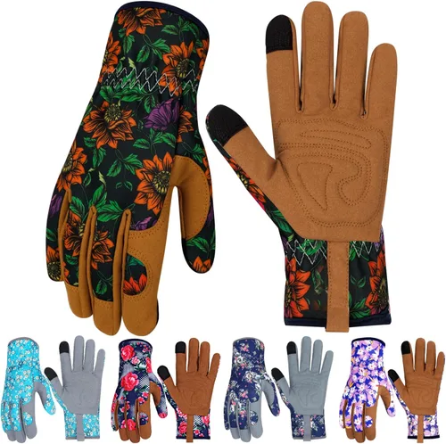 Miniatura 37 de Guantes de Jardinería de Cuero MERTURN para Mujeres, Guantes de Jardín a Prueba de Espinas, Guantes de Trabajo Compatibles con Pantalla Táctil, Azul