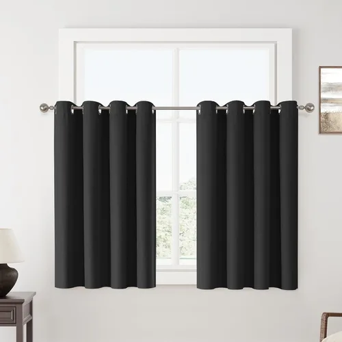 Miniatura 53 de ChrisDowa Cortinas 100% Opacas de Abedul Sólido de 45 Pulgadas de Largo, 2 Paneles para Dormitorio y Sala de Estar, Estilo Granja Oscurecedoras