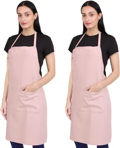 Miniatura 18 de Delantal de cocina de algodón resistente a las gotas de agua con delantales ajustables para mujer con bolsillos 8 opciones de color para cocinar