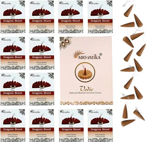Miniatura 11 de ARO VATIKA Vedic Natural Masala 120 conos de incienso en paquete de 12 cajas 12 fragancias surtidas conos Dhoop Lo mejor para oración, reiki