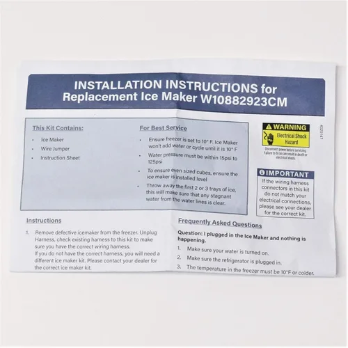Miniatura 8 de Máquina de hielo para refrigerador Whirlpool W10882923 W10377151, blanco
