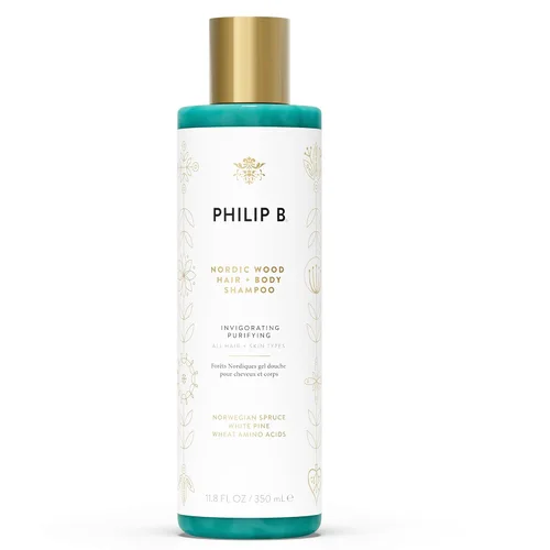 PHILIP B Nordic Wood - Champú para el cabello + cuerpo, 11.8 onzas líquidas (11.8 fl oz), enjabona lujosamente, acondiciona mientras te deja sentir