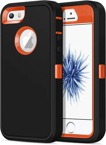 Miniatura 16 de Jelanry para iPhone 5/ 5S/ SE 1ª Generación (2016) Funda de uso rudo resistente a prueba de golpes de doble capa, carcasa protectora deportiva