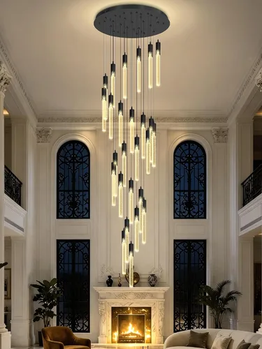 Miniatura 25 de Flashing God Luces colgantes negras modernas LED para isla de cocina, mini luz colgante de cristal con luz LED regulable de cristal de burbujas