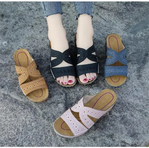 Miniatura 6 de Ladmiple Sandalias de moda para mujer, planas, cómodas, ortopédicas, para caminar, puntera abierta, soporte de arco, elegantes sandalias ortopédicas