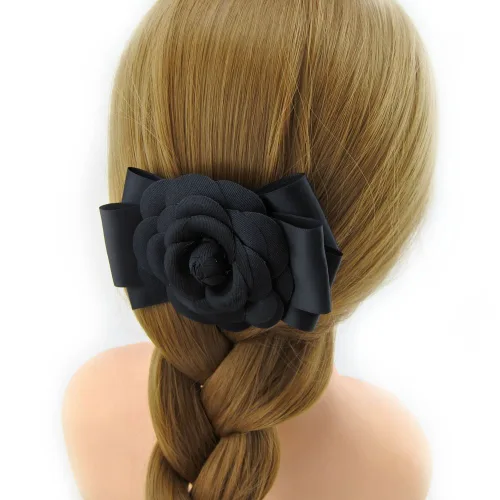 Miniatura 4 de Gran flor hermosa boda horquilla pelo clip para mujeres (A101) (negro)