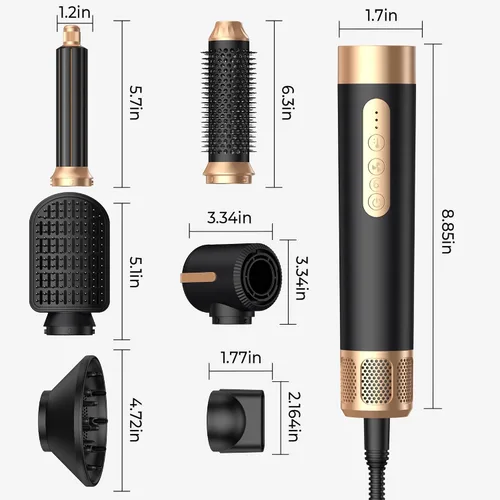 Miniatura 8 de Cepillo Secador de Cabello 7 en Uno, Set de Cabello con Iones Negativos Mejorado Estilizador de Aire Caliente Rizador Envolvente, Herramientas