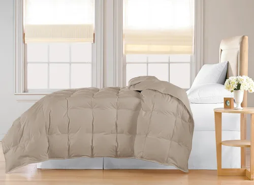 Miniatura 7 de Blue Ridge Home Fashions - Edredón de plumón tamaño Queen, clásico cálido de 250 hilos, relleno de edredón de color lino, fabricado en Estados Unidos