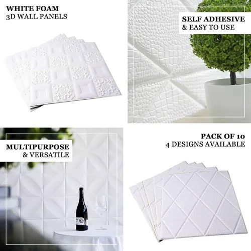 Miniatura 4 de Efavormart - Paquete de 10 paneles de pared de 52 pies cuadrados con diseño francés 3D, papel tapiz de espuma para despegar y pegar para dormitorio