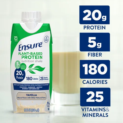 Miniatura 4 de Ensure Batido nutricional de vainilla con proteína vegana a base de plantas I Sin gluten I Sin lácteos I Batido sin soja I Paquete de 12