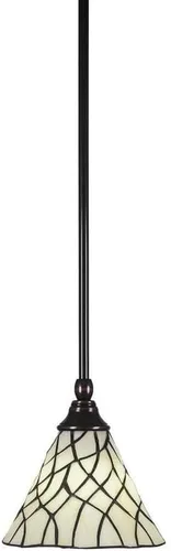 Miniatura 215 de Toltec Lighting Tallo Colgado Mini colgante, acabado de cobre negro, 3.5" cuadrado humo burbuja vidrio