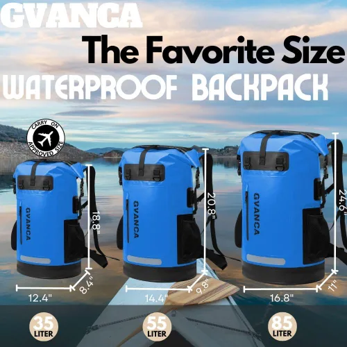 Miniatura 4 de Mochila impermeable con tapa enrollable para kayak, saco flotante al aire libre, apto para navegación, vela, canotaje, rafting, pesca, camping, 35L