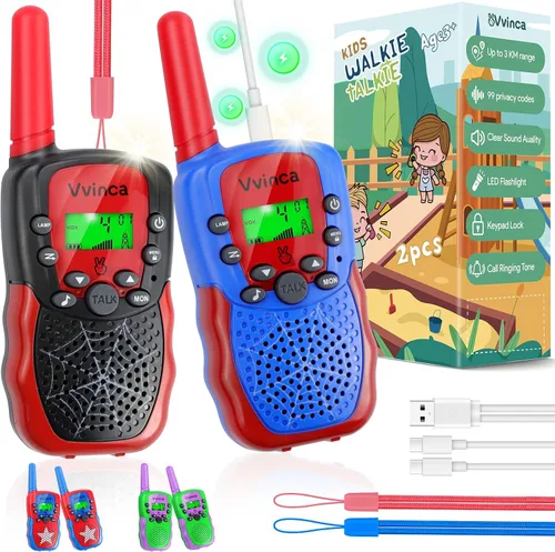 Miniatura 15 de Vvinca Walkie Talkies de dinosaurio para niños, paquete de 2 – Juguetes de juguete al aire libre para niños de 3 a 12 años, 1000 pies de largo