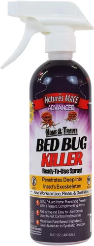 Nature's MACE Mata insectos de cama de 16 onzas, tratamiento para matar chinches, ácaros, huevos, fácil, hazlo tú mismo, spray profesional para