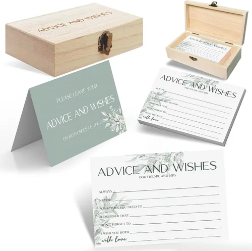 Miniatura 14 de Consejos y deseos para el señor y la señora – 60 mensajes florales de boda con caja de almacenamiento – Juego de deseos románticos para matrimonio