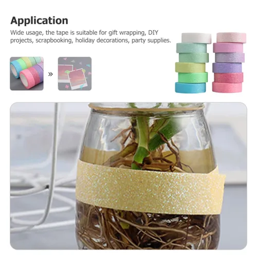 Miniatura 6 de STOBOK Cinta adhesiva Washi con purpurina de macarrón para manualidades, cinta adhesiva de papel Washi para manualidades, álbumes de recortes