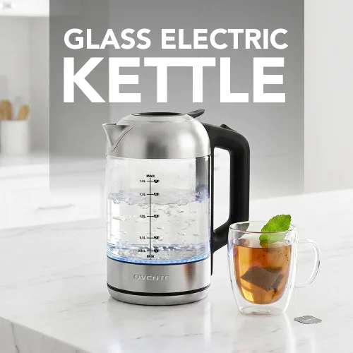 Miniatura 8 de OVENTE Hervidor eléctrico, hervidor de té de vidrio de 1.8 L y hervidor eléctrico inalámbrico de acero inoxidable sin BPA, olla eléctrica de hervir