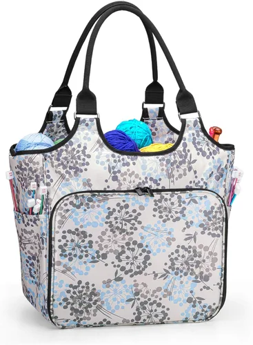Miniatura 2 de YARWO Bolsa de punto, organizador de almacenamiento de hilo para madejas de hilo, agujas de tejer, ganchos de ganchillo y proyectos de tejido