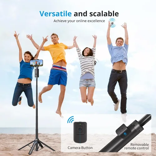 Miniatura 5 de Fuloview Trípode de seguimiento facial automático, trípode de teléfono de 67 pulgadas para iPhone, rotación de 360° que sigue tu movimiento, control