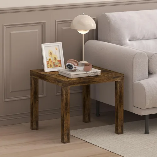 Miniatura 2 de Furinno Classic - Mesa auxiliar cuadrada, mesita de noche con tablero triple espesor, mesita de luz, mesita de noche, mesita de luz para sala