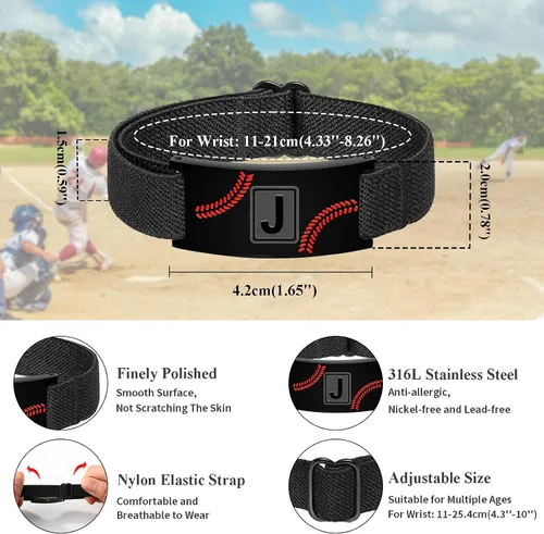 Miniatura 5 de Regalos de béisbol para niños y hombres, entrenador, equipo, niños, jugador, inicial, con letra A-Z, pulseras de béisbol, regalos de fiesta