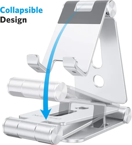 Miniatura 3 de OMOTON Soporte plegable para teléfono celular, C4 soporte de teléfono de aluminio portátil, base de acoplamiento ajustable para teléfono compatible