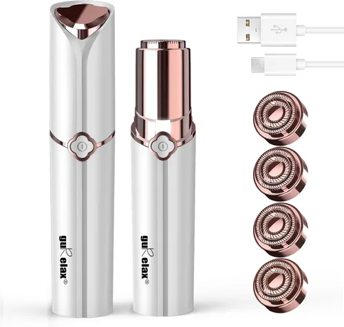 Miniatura 12 de gurelax - Removedor de vello facial para mujer, cara, barbilla, labio, bigote, cuello, axila, melocotón, difuminado, eléctrico, sin dolor, con 2
