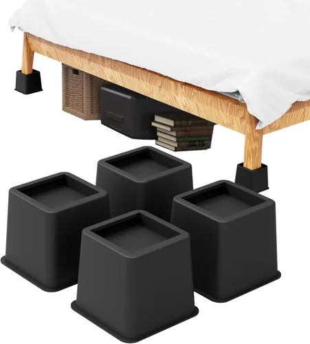 Miniatura 10 de Elevadores de cama resistentes: juego de 4 elevadores ajustables para muebles, alturas de elevación de 3, 5 y 8 pulgadas, soporta hasta 1,300 libras