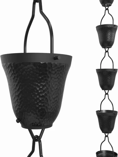 Miniatura 19 de Rain Chains Direct - Cadena de lluvia Contempo - 8.5 pies - Aluminio fresado duradero (gris) - Cadenas de lluvia premium para canaletas Gris