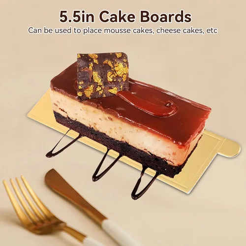 Miniatura 2 de 50 mini tablas para tartas rectangulares doradas, para postres, bandeja de cartón, base de mousse para cupcakes para bodas, fiestas, pasteles