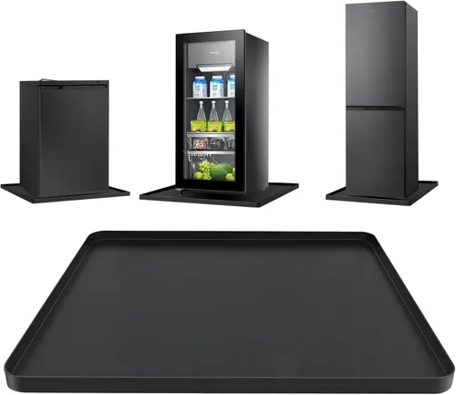 Miniatura 8 de Juego de 2 mini alfombrillas para nevera, 19.7 x 19.7 x 0.6 pulgadas, antideslizantes, gruesas, de silicona, para debajo del refrigerador, bandeja