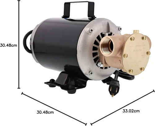Miniatura 6 de Jabsco 6050-0003 Marine Series Utility Bomba de uso general, 110 voltios, impulsor de nitrilo, abierto a prueba de goteo Moto Non-CE, puertos NPT