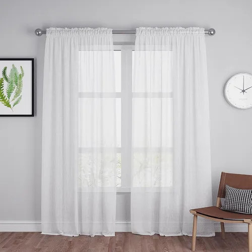 Miniatura 86 de UPOPO Paneles de Cortina Beige Pequeños Cortinas Transparentes de Gasa de 16 Pulgadas de Largo Cortinas de Cocina de Voile con Textura de Lino