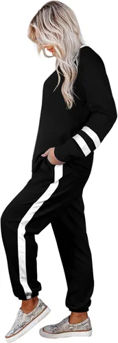 Miniatura 4 de Aloodor conjunto deportivo de 2piezas para mujer, con sudadera con cuello redondo, sin botones