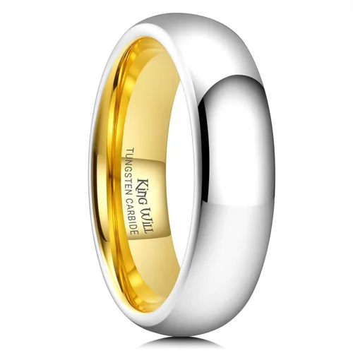 Miniatura 87 de King Will Alianza de boda de carburo de tungsteno para hombres y mujeres, anillos de promesa para parejas abovedados de alto pulido