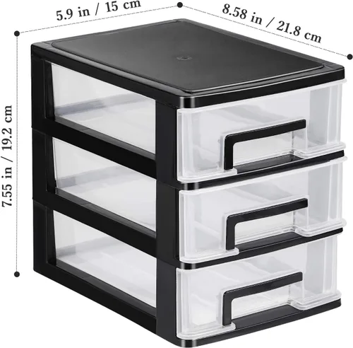 Miniatura 3 de VOSAREA Organizador de almacenamiento de escritorio de 3 cajones, contenedores de plástico, organizador de aparador para el hogar