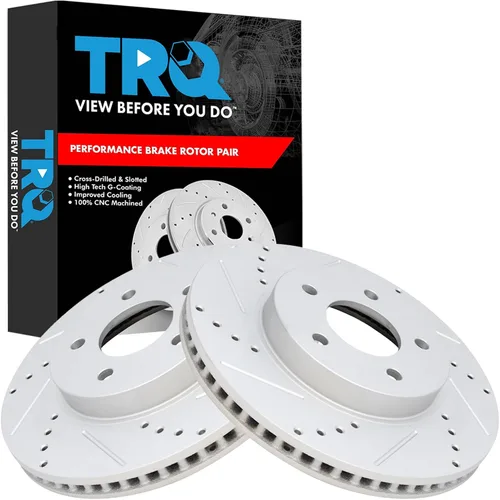 Miniatura 248 de TRQ Juego de rotores de freno de rendimiento trasero con revestimiento G premium compatible con Mazda 6 2014-2021