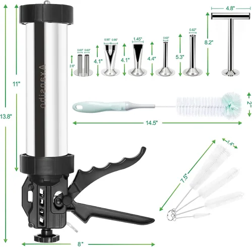 Miniatura 6 de Kits de pistola de cecina de gran capacidad, cañón de cecina, fabricante de cecina de acero inoxidable, tirador de cecina, pistola de carne, kit