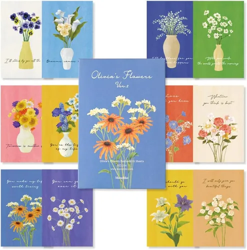 Miniatura 11 de Monolike Flower for you Tarjetas individuales - Mezcla de 24 paquetes, encantadoras 24 tarjetas individuales Flor para ti 24p