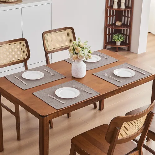 Miniatura 105 de Mantel para mesa rectangular de 55x71 pulgadas, de lino sintético, resistente a las arrugas e impermeable, color beige, para cocina, comedor