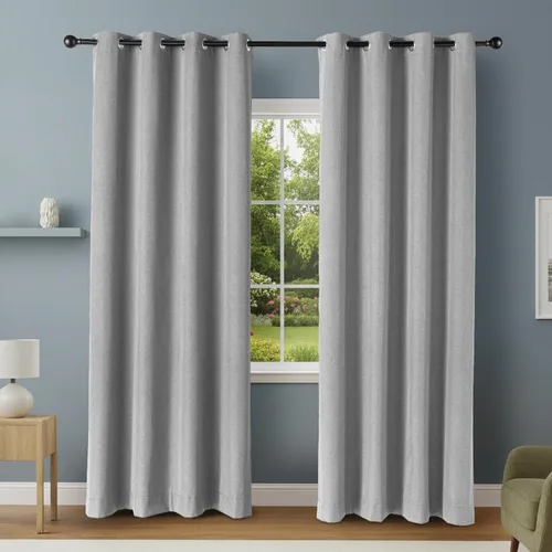 Miniatura 16 de Amazon Basics Cortinas 100% opacas con ojales, 2 paneles, 52 x 84 pulgadas, beige