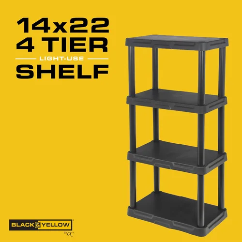 Miniatura 4 de CENTREX CX 4-Tier (48”H x 22”W x 14.25”D) Plastic Storage Shelving Unit (Black), Light Duty, 50lbs Per Shelf Capacity, for Indoor Storage and