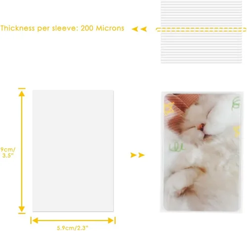 Miniatura 2 de Paquete de 100 fundas para tarjetas fotográficas, 2.323 x 3.543 in de grosor de 200 micrones, funda transparente CPP, protector de tarjetas