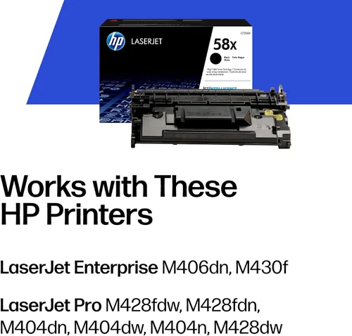 Miniatura 2 de HP Impresoras de cartuchos de tóner negro 58X Funciona con LaserJet Enterprise M406dn, MFP M430f; LaserJet Pro Serie M404, MFP Serie M428 CF258X