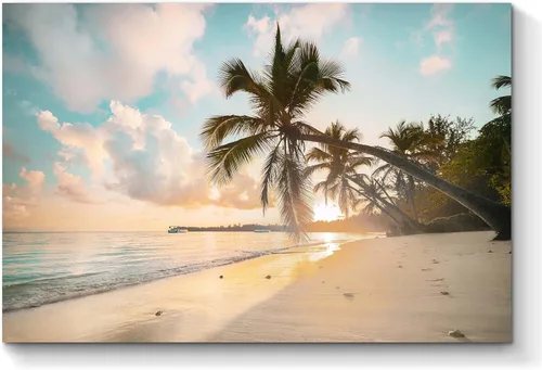 Miniatura 12 de Lienzo decorativo para pared, diseño de palmeras en la playa con temática de paisaje marino tropical moderno, impresión fotográfica sobre lienzo