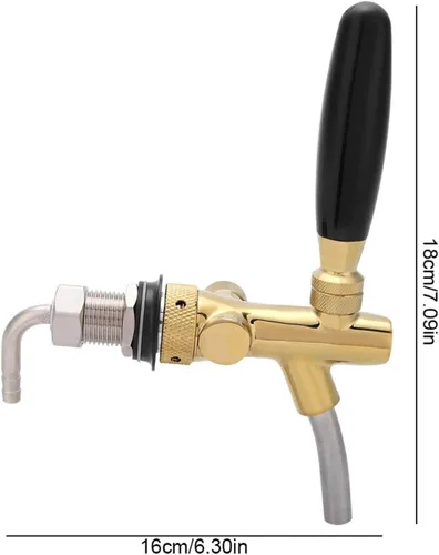 Miniatura 3 de Grifo de cerveza con control de flujo, grifo de cerveza ajustable de vástago largo, grifo de barril de cerveza Adurable, vástago cromado G5/8 grifo