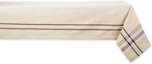 Miniatura 12 de DII - Mantel redondo para mesa de comedor, estilo rústico, colección de manteles con rayas estilo francés, 177.8 cm de diámetro, color gris Gris