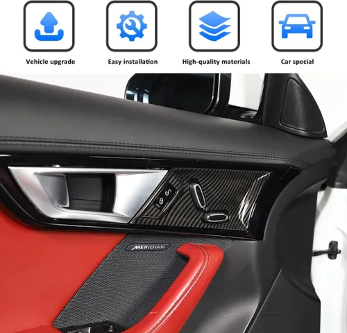 Miniatura 5 de 2 piezas de panel de ajuste eléctrico de asiento para Jaguar F-Type 2013-2024 botón de ajuste de asiento de coche interruptor marco accesorios Fibra