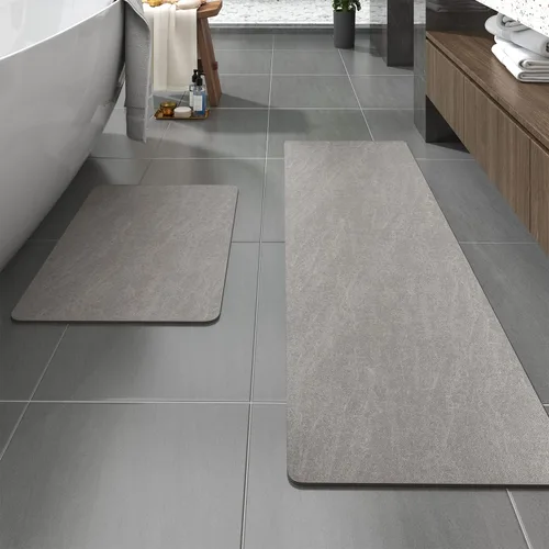 Miniatura 39 de MontVoo -Tapete de baño-Alfombras de baño delgadas antideslizantes para debajo de la puerta- Superficie de gamuza sintética absorbente, de secado