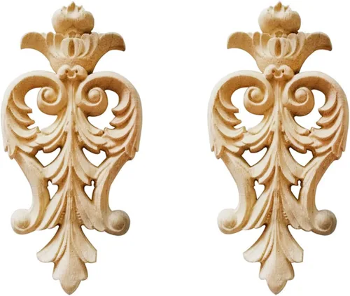 Miniatura 13 de Apliques de madera - Onlays tallados a mano (sin pintar) para puerta, pared, gabinete, chimenea y armario